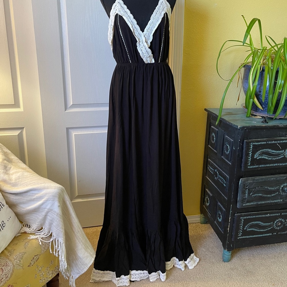 My Style Crochet Trim Boho Maxi Dress. Size L